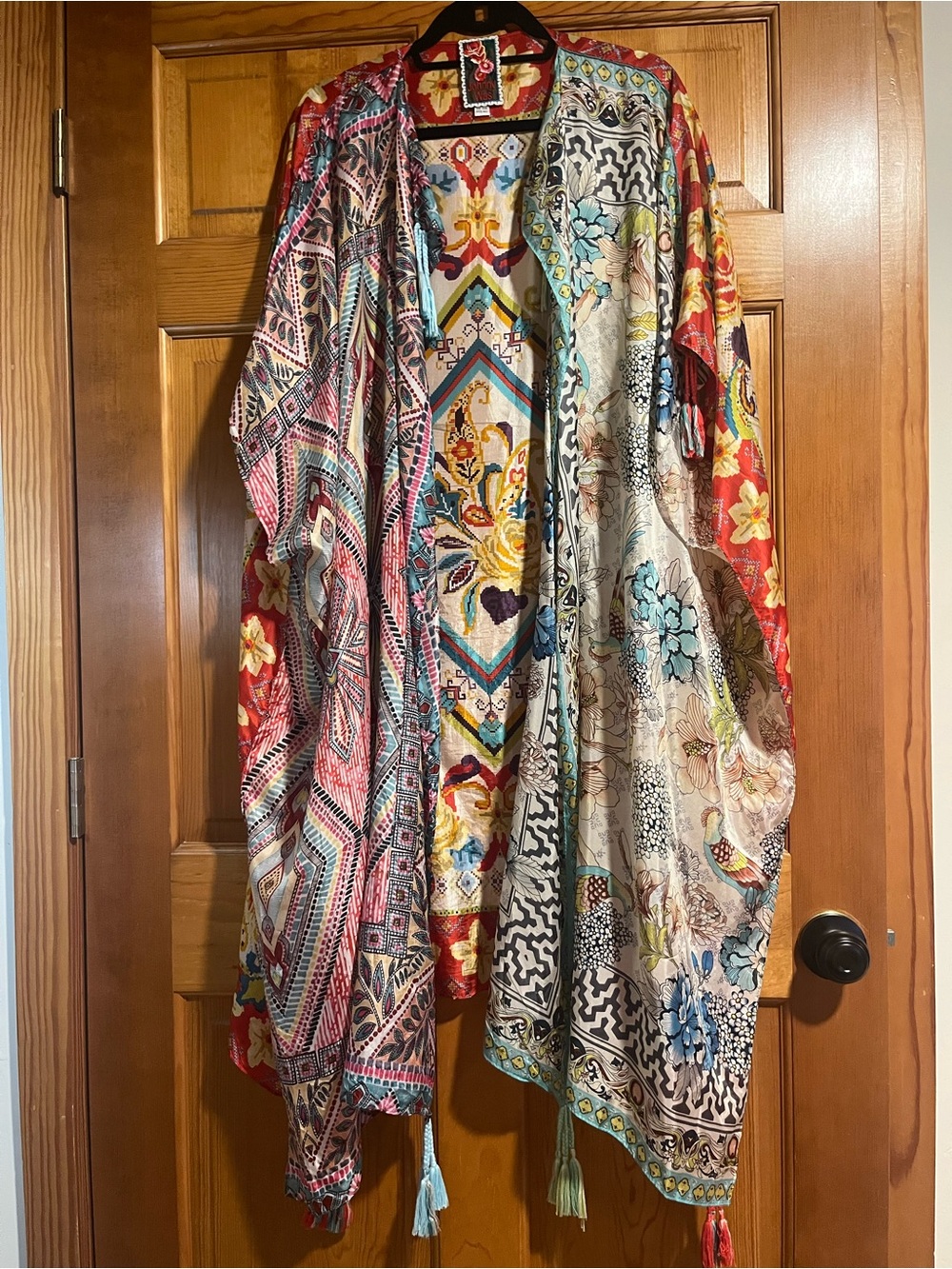 Johnny Was Silk Patchwork Kimono Duster Floral Boho One 
Size